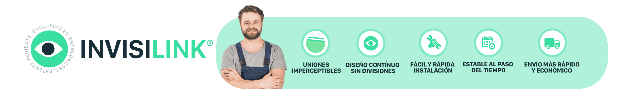 Rótulos sin uniones sistemsa InvisilinkFlooow