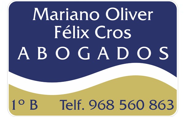 Banderola sin iluminación cantos redondos MARIANO OLIVER Y FELIX CROS ABOGADOS C.B. - Murcia 70x50 cm