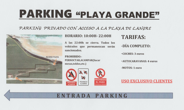 Rótulo sin iluminación una cara PARKING Playa GRande - Cantabria 100x60 cm