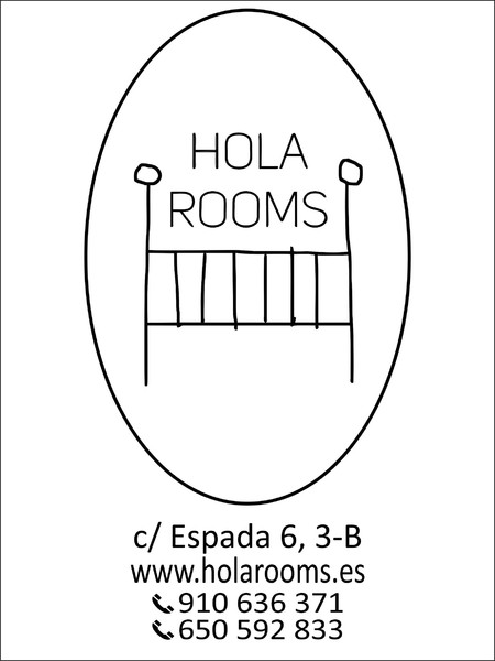 Placa de empresa de metacrilato Hola Rooms - Madrid 15x20 cm
