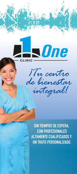 Banderola de lona con dos soportes One Clinic - Alicante 60x100 cm
