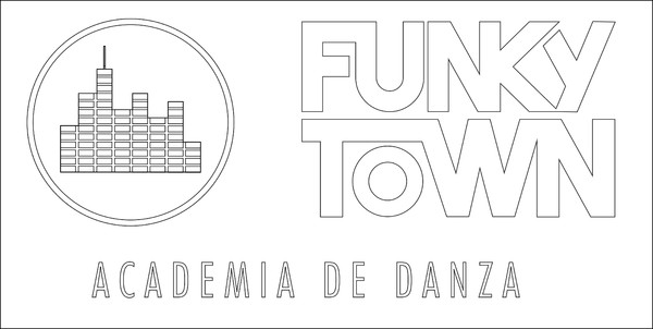 Letras recortadas de PVC blanco FUNKY TOWN, ACADEMIA DE DANZA - Madrid 200x95 cm