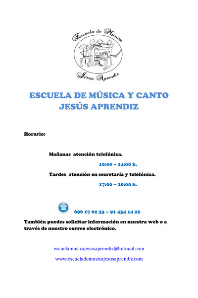 Placa de empresa de metacrilato Escuela de Musica Jesus Aprendiz - Madrid 20x30 cm