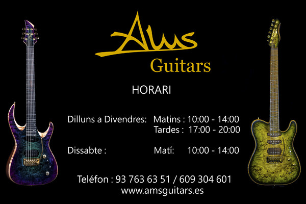 Placa de empresa de metacrilato AMS Guitars - Barcelona 30x20 cm