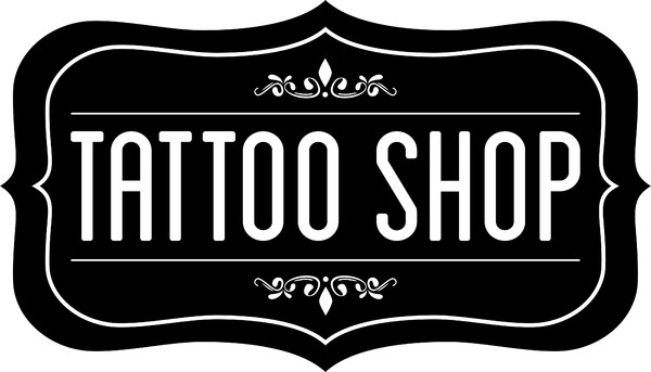 Banderola vintage forjado rizo básico dos caras Hanami Tattoo Shop - 70x40 cm Banderola vintage forjado rizo básico dos caras Hanami Tattoo Shop - 70x40 cm