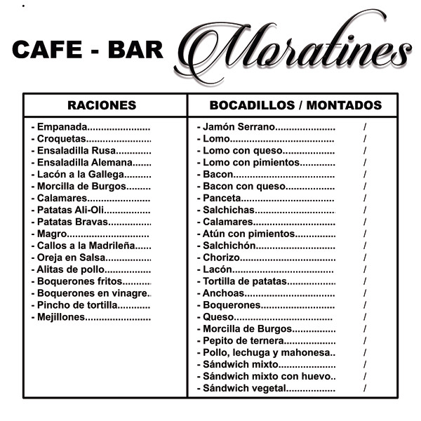 Rótulo sin iluminación enmarcado Cafe Bar Moratines - Madrid 90x90 cm