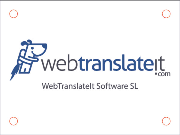 Placa de latón grabada y esmaltada WebTranslateIt Software SL - Málaga 20x15 cm