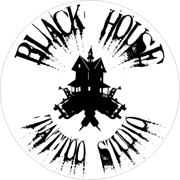 Banderola luminosa redonda dos caras Black House Tattoo Studio - Alicante 50x50 cm