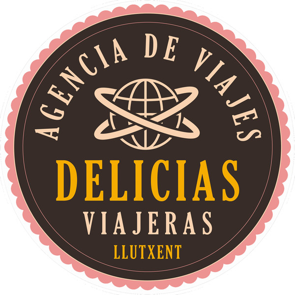 Banderola luminosa redonda dos caras DELICIAS VIAJERAS - Valencia 50x50 cm