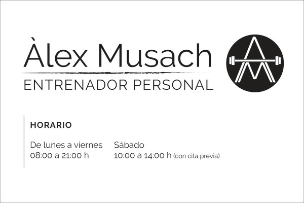 Placa de empresa de metacrilato Alex Musach Entrenador Personal - 30x20 cm