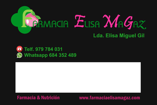 Placa de empresa de metacrilato FARMACIA ELISA MIGUEL GIL - 30x20 cm