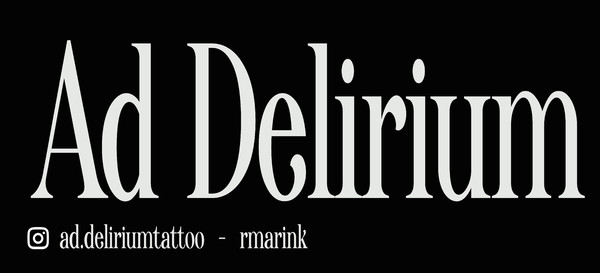 Rótulo sin iluminación una cara Ad Delirium Tattoo - 132x60 cm