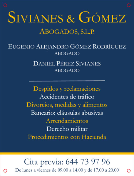 Placa de empresa de metacrilato SIVIANES Y GOMEZ ABOGADOS, SLP - 38x50 cm
