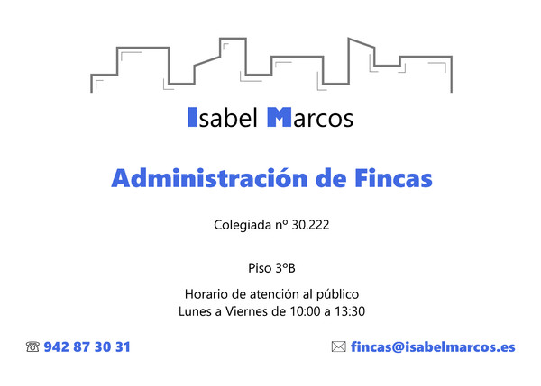 Placa de empresa de metacrilato Administración de Fincas Isabel Marcos - 35x25 cm