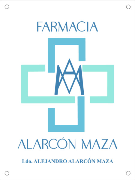 Placa de acero grabada y esmaltada Farmacia Alarcon Maza - 40x30 cm