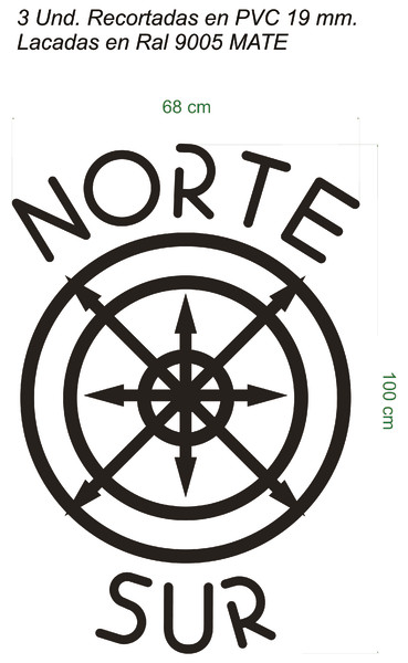 Letras recortadas de PVC lacado color Marisquería Norte sur - 68x100 cm
