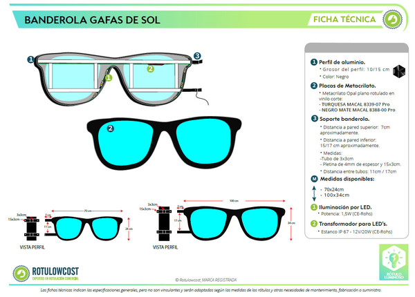 Banderola Luminosa Gafas para ópticas Publiport3,s.l. - x cm