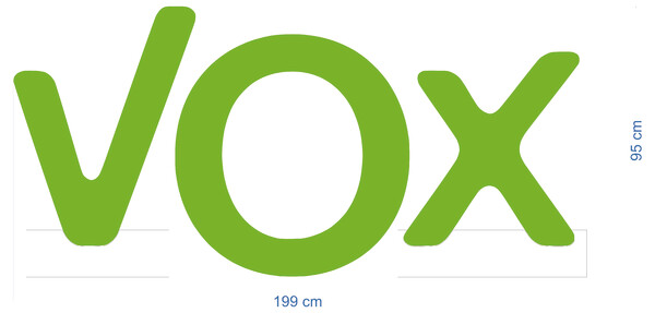 Letras de poliestireno expandido lacado color VOX ESPAÑA - 199x95 cm