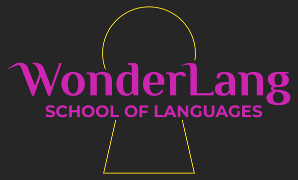 Rótulo sin iluminación una cara WonderLang School of Languages - 116x70 cm