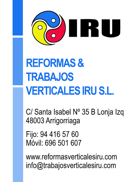 Placa de empresa de metacrilato REFORMAS Y TRABAJOS VERTICALES IRU S.L - Vizcaya 30x40 cm