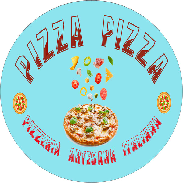 Banderola luminosa redonda dos caras Pizza Pazza - 50x35 cm