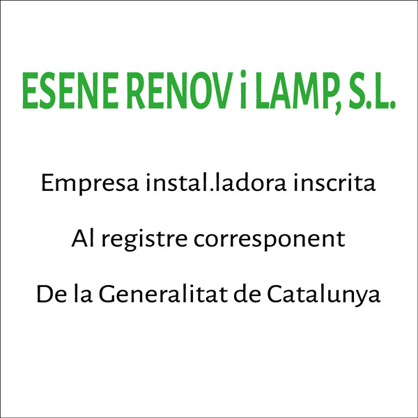 Placa de empresa de metacrilato ESENE RENOVABLES I LAMPISTERIA, S.L. - GIRONA 30x30 cm