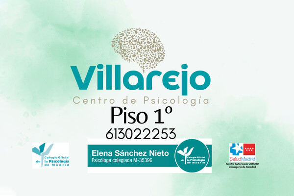 Rótulo sin iluminación una cara Centro de Psicología Villarejo - 30x20 cm