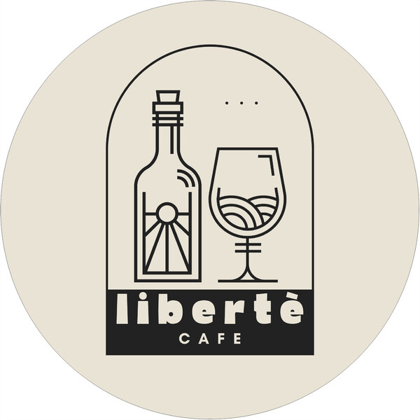 Banderola luminosa redonda dos caras Liberte Cafe - 50x50 cm