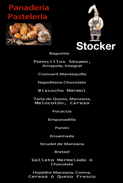 Rótulo sin iluminación una cara  | Cartel en composite Panaderia Stocker - 39x58 cm